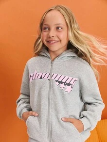 Leap Crew Leap Crew Tween Mädchen Lässig Strick Kapuzenjacke und gerade geschnittene Hose Set, Herbst/Winter - Hellgrau - Übersicht 5