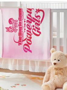 THE POWERPUFF GIRLS X SHEIN 1 件花朵、泡泡、毛茛图案柔软毛绒毯子，适合居家卧室客厅 - 彩色 - 查看 7