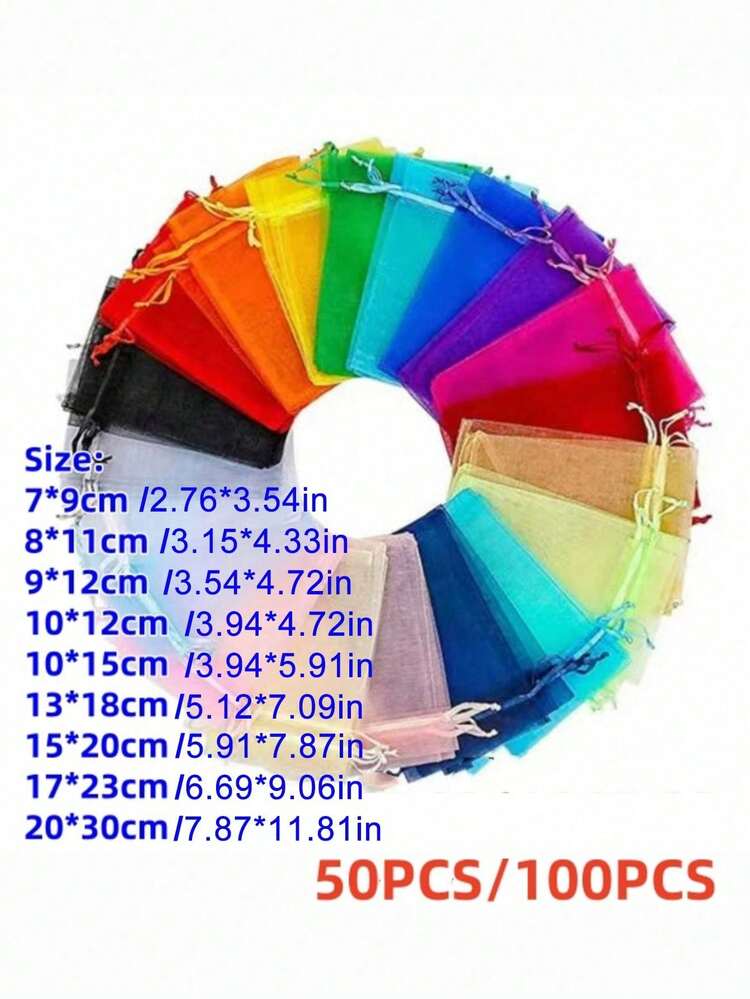 10/50/100PCS, Organza Gift Packaging Bags, Gold Organza Candy Bags, Christmas Colorful Multi-Color Gift Packaging Bags Table Supplies, Lavender Spice Packaging Bags, Christmas Home Supplies, Festival Wedding Party Favor Packaging Supplies - Multicolor - View 31