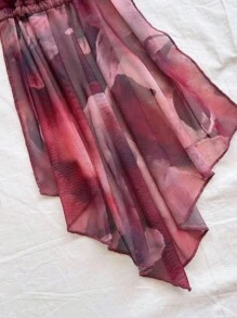 Soleia 全新休闲度假西部海滩婚礼宾客服装毕业早午餐女装圣帕特里克节春假复活节音乐节优雅波西米亚热带露背针织不对称印花系带露背上衣和短裤套装 - 乾枯玫瑰色 - 查看 6