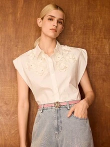 MOTF PREMIUM 1PC WOMEN'S ELEGANT GOLD ROSE FLOWER PINK BELT , VERSATILE FOR DAILY WEAR - Pink - View 8