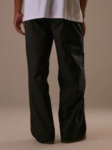 Pantalón holgado básico para hombres con bordado de marca Musero 3D, cintura con cordón elástico, ropa de otoño/primavera verano - Negro - Ver 4