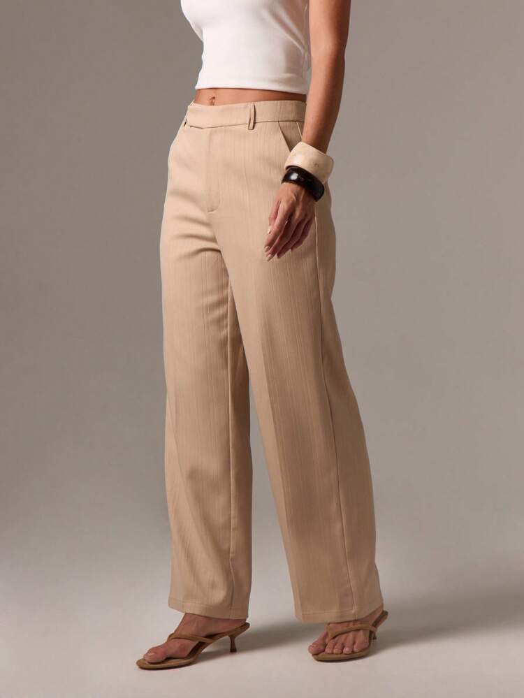 Textured Wide Leg Dress Pants With Clean Lines