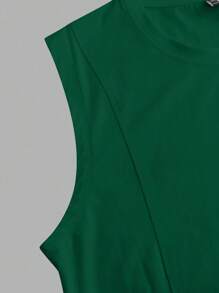 Manfinity Homme Men's Letter Print Crew Neck Casual Loose Tank Top - Dark Green - View 5