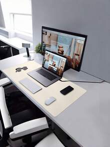 SHEIN Tấm lót bàn bằng da, tấm lót chuột, tấm lót bàn văn phòng, tấm lót bàn máy tính xách tay, tấm lót viết chống thấm nước cho văn phòng và gia đình khi trở lại trường học - Màu be - Xem 5