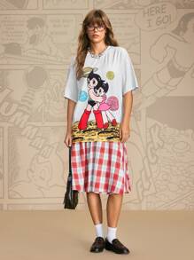 Astro Boy X SHEIN Men's 1pc Cartoon Figure Graphic Round Neck Drop Shoulder Oversize Short Sleeve T-Shirt - Grey - View 6