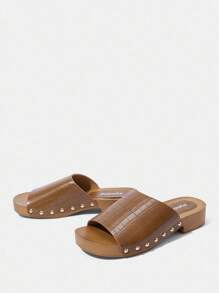 Styleloop Chocolate Brown High Heel Sandals, Woven Texture, Bohemian Style - Brown - View 3