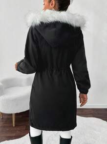 EURMUSE 女士可拆卸毛领连帽衬里大衣、派克大衣、厚重