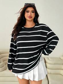 Solflare Plus Size Textured Brushed Loose Ribbed T-Shirt