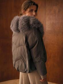 MOTF PREMIUM ÁO KHOÁC MÙA ĐÔNG LÔNG THÁC NƯỚC TƯƠNG PHẢN - Màu nâu  Mocha - Xem 4