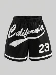 Sparklyn 女童黑色条纹复古字母印花宽松夹克、黄色修身吊带背心和黄色短裤 - 黑色 - 查看 5