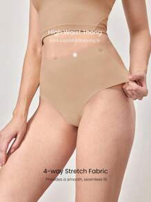 GLOWMODE 2 Packs Lightweight Breathable Sweat-Wicking High-Rise Waist Seamless No-Show Thong Underwear Daily Casual Workout - Multicolor - View 4