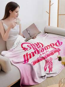 THE POWERPUFF GIRLS X SHEIN 1 件花朵、泡泡、毛茛图案柔软毛绒毯子，适合居家卧室客厅 - 彩色 - 查看 2