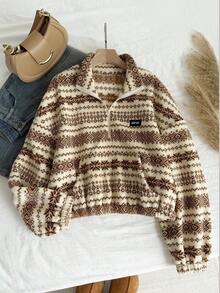 Comfortcana Plus Size Casual Totem Double-Sided Fleece Sweatshirt, Autumn/Winter - Multicolor - View 4