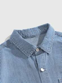 ROMWE MEN Anime Chaqueta vaquera de hombre de ajuste holgado y casual para uso diario - Azul - Ver 3