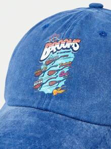 HARRY POTTER X SHEIN Cute Blue Baseball Cap With Letter & Cartoon Pattern - Royal Blue - View 3