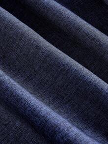 SHEIN MOD Váy midi thắt eo phía trước có cổ cài nút màu xanh navy - Màu xanh hải quân - Xem 4