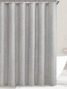 SHEIN ستارة حمام سميكة من قماش الكتان الاصطناعي الرمادي مع خطافات معدنية - قماش ثقيل ومقاوم للماء وسريع الجفاف لخصوصية الحمام وديكور، اكسسوارات الحمام ديكور المنزل ديكور الخريف عودة إلى المدرسة - رمادي - مشاهدة 1