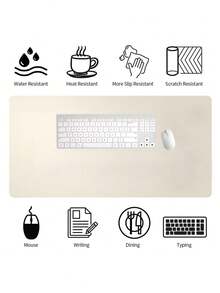 SHEIN Tấm lót bàn bằng da, tấm lót chuột, tấm lót bàn văn phòng, tấm lót bàn máy tính xách tay, tấm lót viết chống thấm nước cho văn phòng và gia đình khi trở lại trường học - Màu be - Xem 4