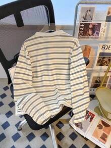 Resyla 2025 New Embroidery Japanese Retro Striped Long-Sleeved Round Neck Women's Autumn Hot Style Slouchy Age-Reducing Loose Tops Fall Cloth For Women - Multicolor - View 6