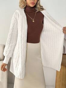 SHEIN LUNE Jaqueta de malha com capuz texturizada de cor sólida casual feminina, roupa básica para o dia a dia, outono/inverno, roupas de inverno para mulheres, tops para sair, roupas de outono para mulheres, roupas de outono para mulheres, top fofo, roupas de inverno, roupas casuais para mulheres, tops para sair, roupas brancas para mulheres, roupas de outono para mulheres, roupas de outono para mulheres, tops de outono, roupas femininas de outono, nova moda de outono, roupas de outono para mulheres, roupas de outono para mulheres