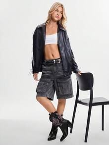 Solezae Glamorous Western Style Cowboy Mid-Calf Black Point Toe Country Rodeo Holiday Fun Fashion Shoe - Black - View 5