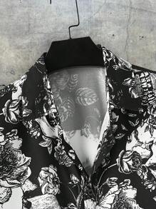 AXEPEAK Nam Sọ & Hoa In Ngắn tay Áo sơ mi - màu đen - Xem 3