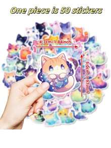 SHEIN 50 Stück süße Katzen Aufkleber, bunte Kawaii Katzen Aufkleber für Wasserflaschen, Laptops, Handys, Skateboards, Gitarren, Gepäck, Scrapbooks, Helme, Fahrräder, Motorräder, Autos, wasserfeste Vinyl Aufkleber für Kinder, Jugendliche, Erwachsene, Sternenhimmel Katzen Themen Aufkleber Pack, süße Dinge, Geburtstagsgeschenke, Einschulung, Halloween, Weihnachtsgeschenke