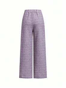 Ellevyn Pantalones de alta calidad con apariencia de lino, estilo francés elegante para uso diario, verano - Morado - Ver 3