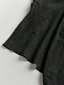 Sweetra Áo nữ mùa hè màu trơn, thắt nút phía trước, vạt áo bất đối xứng, không dây vai, kiểu dáng thường ngày Y2K - màu đen - Xem 6