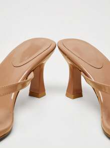 SHUZIA Sandal gót vuông đế PU tối giản cho nữ - Màu be - Xem 4