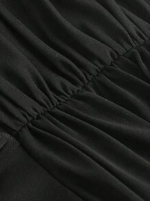 SHEIN MOD Plus Size Pleated Asymmetrical Ruffle Hem Skirt - Black - View 3