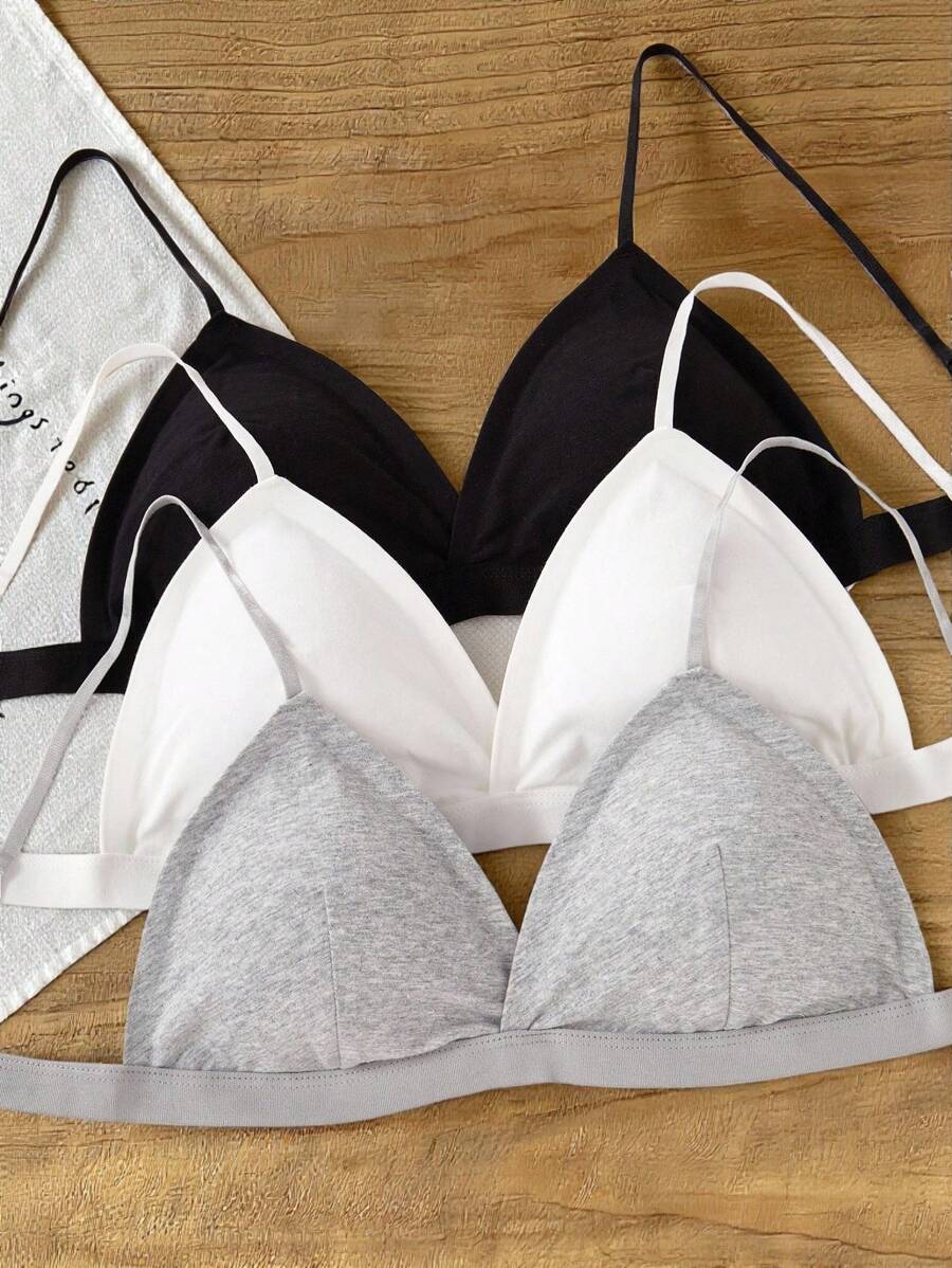 French Triangle Cup Wireless Bra, Adjustable Strap, Backless Design, Suitable For Teen Girl Bras Back To School Fashion