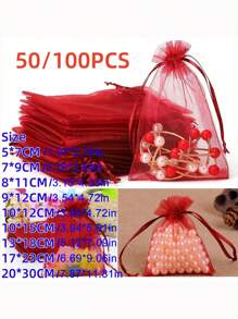 10/50/100PCS, Organza Gift Packaging Bags, Gold Organza Candy Bags, Christmas Colorful Multi-Color Gift Packaging Bags Table Supplies, Lavender Spice Packaging Bags, Christmas Home Supplies, Festival Wedding Party Favor Packaging Supplies - Multicolor - View 7