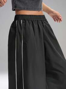 LYSMO Pantalones casuales de cintura elástica, sueltos y de pierna ancha, versátiles para mujeres