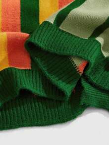 ROMWE MEN Prep Men's Colorful Striped Knit Sweater Cardigan, Retro College Style , Fall Winter - Multicolor - View 5