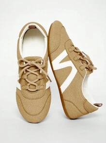 Solezae 女士舒适花卉印花平底日常梦幻休闲基本款可爱 PU 粉色芭蕾运动鞋 - 米色 - 查看 6