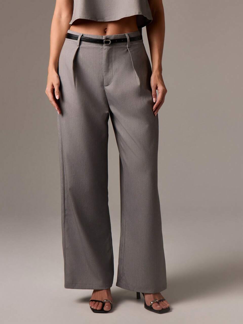 Halter Neck Crop Top With Wide Leg Pants