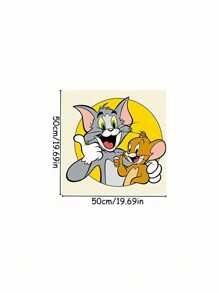 TOM & JERRY X SHEIN 卡通印花抱枕 - 卧室/床边枕套、沙发靠垫套、汽车腰部支撑靠垫套，带可拆卸可洗套 - 黃色 - 查看 13