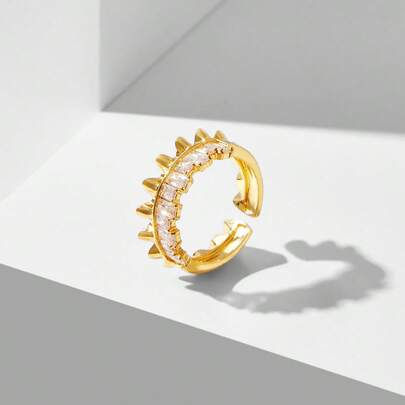 MOTF PREMIUM 18K镀金锆石开口戒指