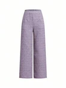 Ellevyn Pantalones de alta calidad con apariencia de lino, estilo francés elegante para uso diario, verano - Morado - Ver 2
