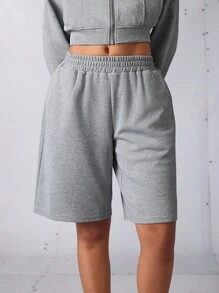 SHEIN Sports Women's Loose Spider Print Street Style Sports Shorts - Grey - View 2
