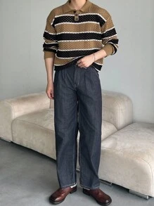 DAZY 男士条纹多色镂空提花针织毛衣，春秋 - 彩色 - 查看 6