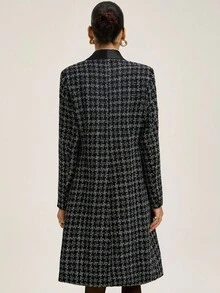 GENKIRA Vestido largo de mujer con manga larga, diseño de lujo con parches de satén, cuello negro, botones de metal dorado decorativos y estilo vintage para uso diario - Negro - Ver 6