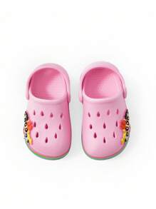 THE POWERPUFF GIRLS X SHEIN 可爱卡通粉色女童儿童一脚蹬花园木屐幼儿和婴儿防滑透气速干水鞋，轻便耐用的 EVA 材质，花朵、泡泡和毛茛图案，适合室内、浴室、游乐场、游泳池、沙滩淋浴拖鞋凉鞋室内外 - 彩色 - 查看 5