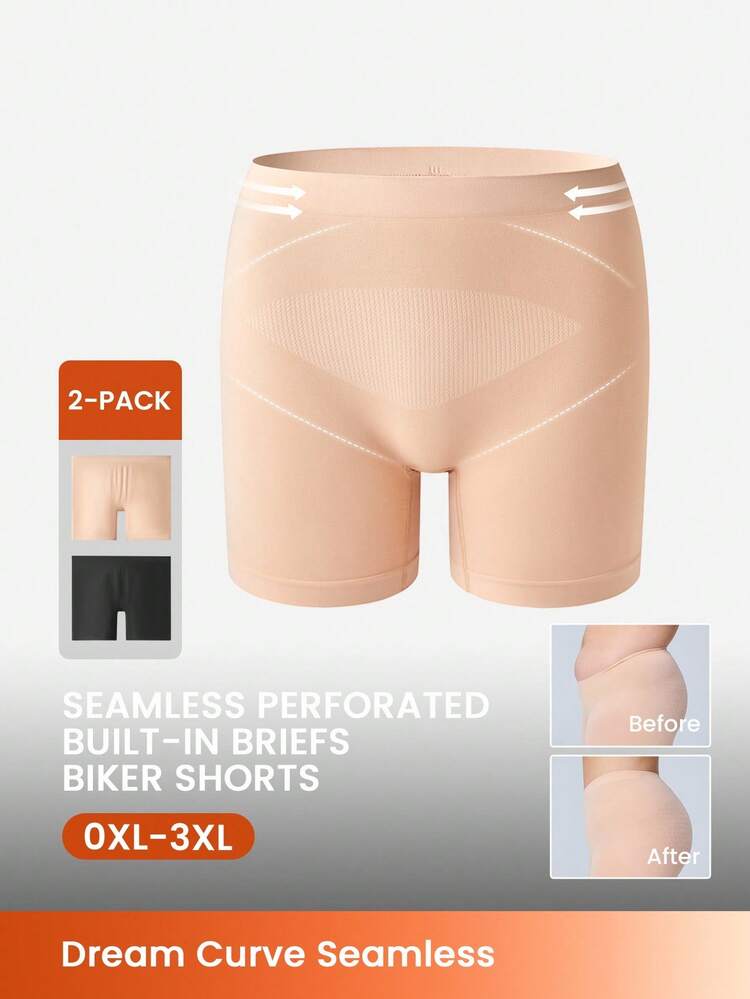 Plus 2-Pack Stretchy Seamless Boy Shorts