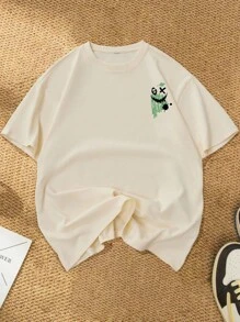 Manfinity EMRG 男士休闲印花短袖T恤，夏季 - 卡其色 - 查看 2