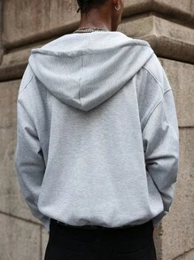 Manfinity EMRG 男士休闲前拉链落肩抽绳连帽衫 男士拉链连帽衫 灰色连帽衫 男士休闲连帽衫 拉链连帽衫 男士运动衫 连帽衫 灰色拉链连帽衫 男士拉链连帽衫 男士街头风连帽衫 男士科技风连帽衫 - 灰色 - 查看 5