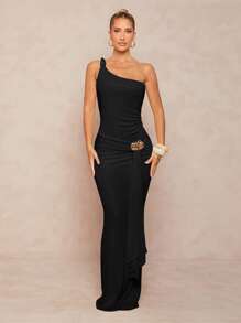 Lumalex Damen Kleid mit weitem Taillenbund, ärmellos und mit Bootsausschnitt