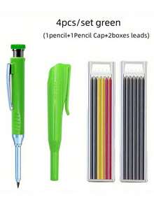 4Pcs/Set 2.8mm Solid Carpenter Pencil With Pencil Cap, Professional Deep Hole Mechanical Pencil Marker For Woodworking & Construction, Includes Built-In Sharpener, 2 Boxes Of Refill Leads, Durable Writing Tool For Carpenters, Architects, Contractors, DIY Enthusiasts, Ideal For Marking On Rough Surfaces, Heavy-Duty Design For Precision And Long-Lasting Use On-Site Or In Workshop - Sets - View 10